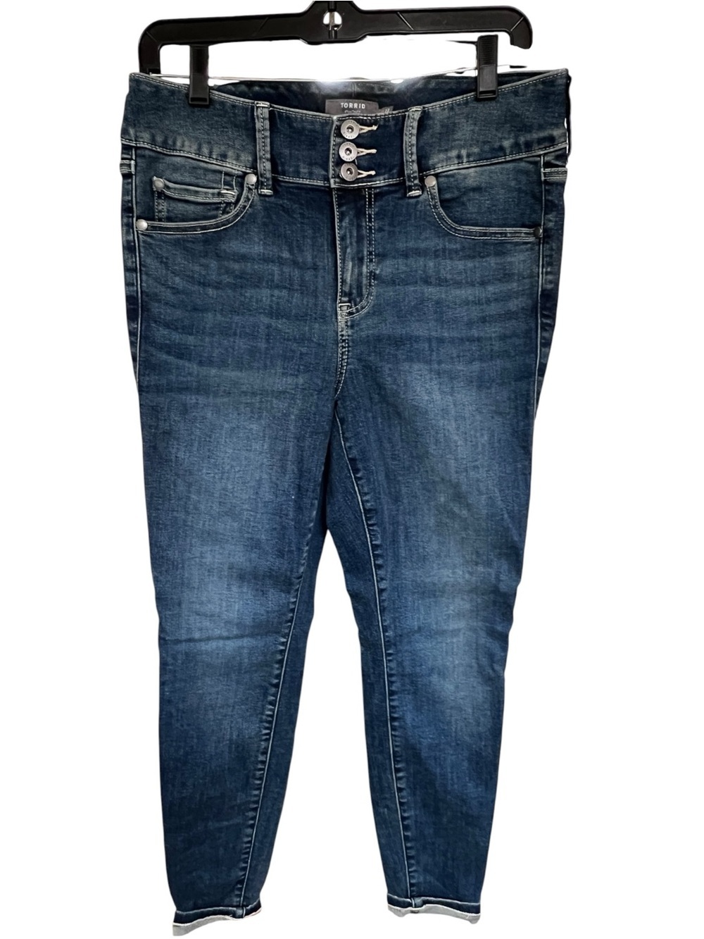 torrid Indigo Blue High-Rise Skinny Jeans with Triple-Button Waist